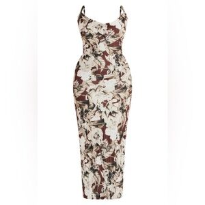 Brown Floral Printed Maxi Dress